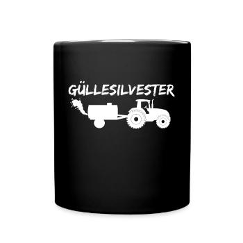 Güllesilvester Landwirt Gülle fahren ballern - Tasse einfarbig - Schwarz - Vorne