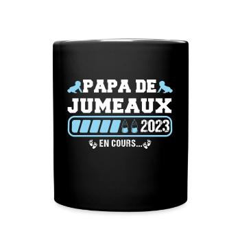 Papa de jumeaux 2023 annonce naissance cadeau père - Mug uni - noir - Devant