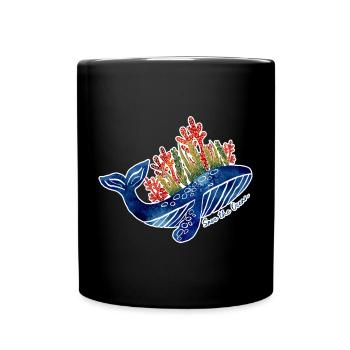 Whale Illustration with Coral | Protect the Sea - Full Colour Mug - black - Front