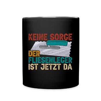 Fliesenleger - Tasse einfarbig - Schwarz - Vorne