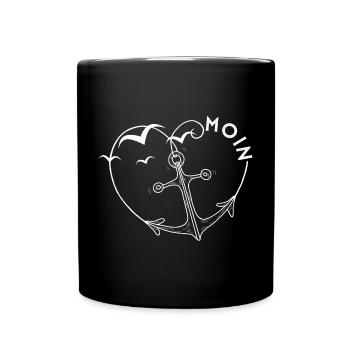 moin Anker Herz Möwen Vögel - Tasse einfarbig - Schwarz - Vorne