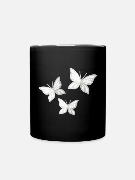 Schmetterling; Schmetterling - Tasse einfarbig - Schwarz