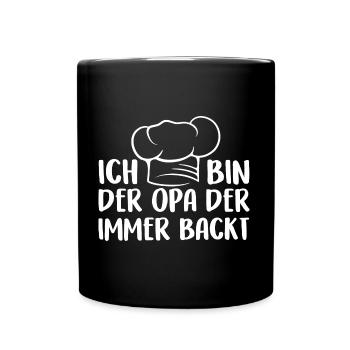 Ich bin der Opa der immer backt - Tasse einfarbig - Schwarz - Vorne
