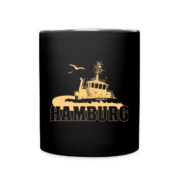 Schlepper im Hamburger Hafen - Tasse einfarbig - Schwarz - Vorne