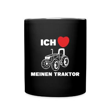 Herz Statement Ich Liebe Traktor Landmaschinen - Tasse einfarbig - Schwarz - Vorne