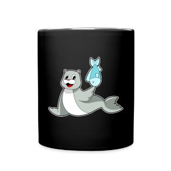 Poisson phoque - Mug uni - noir - Devant
