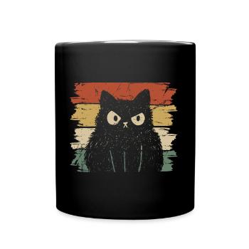 Chat en colère en vintage - Mug uni - noir - Devant