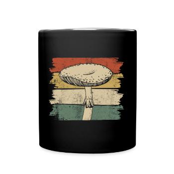 Large Mushroom Vintage - Full Colour Mug - black - Front