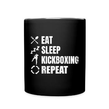 Eating, sleeping, kickboxing, repeating - Full Colour Mug - black - Front