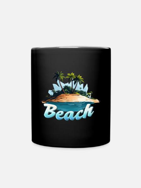Motif de bande dessinée Beach Beach - Mug uni - noir