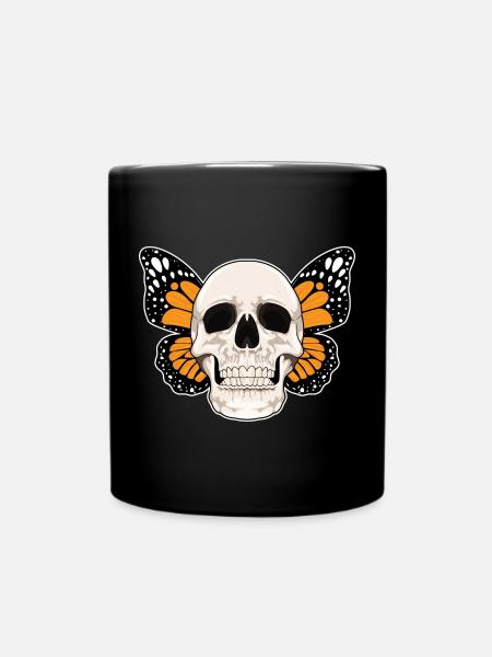 Butterfly Skull - Full Colour Mug - black