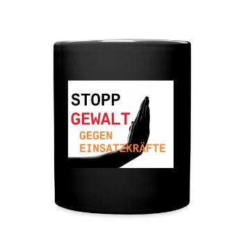 Stopp Gewalt gegen Einsatzkräfte - Tasse einfarbig - Schwarz - Vorne