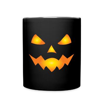 Gruselige Kürbisgesicht Jack O Laterne - Tasse einfarbig - Schwarz - Vorne