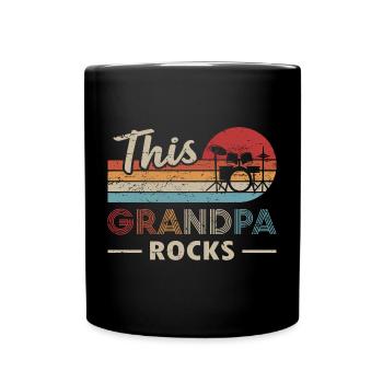 Ce grand-père Rocks batteur - Mug uni - noir - Devant