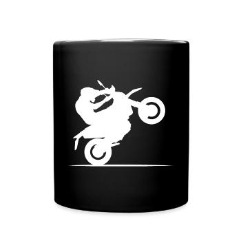 Motorcycle Biker Symbol Wheelie Cross Freestyle icon - Full Colour Mug - black - Front