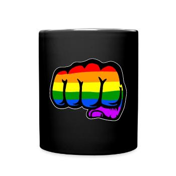 Hand Faust Regenbogenflagge - Tasse einfarbig - Schwarz - Vorne