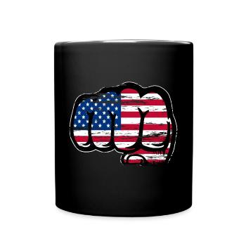 Drapeau des États-Unis Poing à main utilisé - Mug uni - noir - Devant