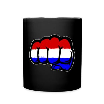 Holland Flagge Hand Faust - Tasse einfarbig - Schwarz - Vorne