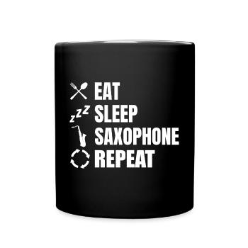 Eat Sleep Saxophone Répéter - Mug uni - noir - Devant