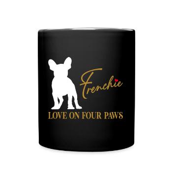 Frenchie amour sur quatre pattes - Mug uni - noir - Devant