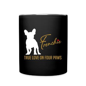 Frenchie amour sur quatre pattes - Mug uni - noir - Devant