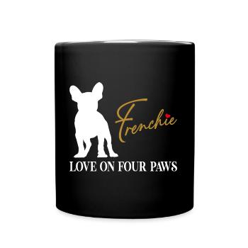 Frenchie amour sur quatre pattes - Mug uni - noir - Devant