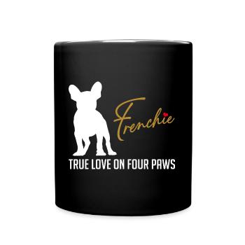 Frenchie amour sur quatre pattes - Mug uni - noir - Devant
