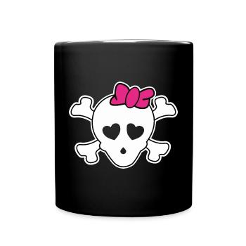 Das coole Totenschädel Design für die Piratin - Tasse einfarbig - Schwarz - Vorne