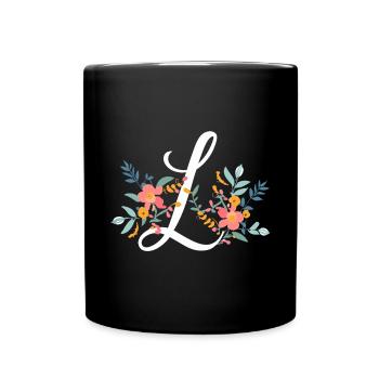L Typography Floral - Full Colour Mug - black - Front