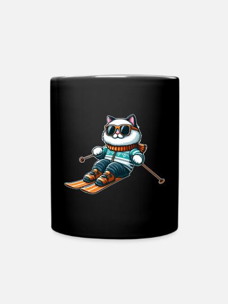 Ragdoll Cat Skiing - Délices d’hiver - Mug uni - noir