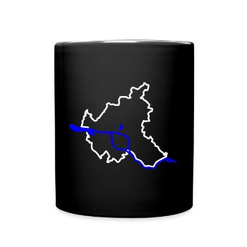 Hamburg - Kontur der Stadt (weiss) - mit Elbe - Tasse einfarbig - Schwarz - Vorne