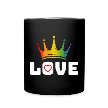 Love Heart rouge arc-en-ciel couronne blanc lgbt tshirt - Mug uni - noir - Devant
