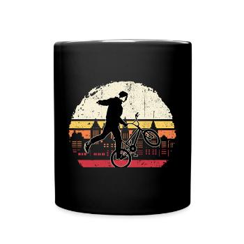 Sunset BMX Wheelie Silhouette - Full Colour Mug - black - Front