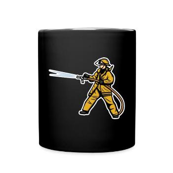 Garçon pompier - Mug uni - noir - Devant