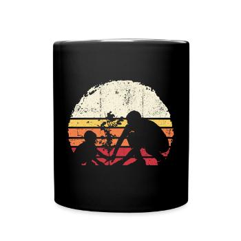 Sunset Silhouette: Pflanzbaum der Familie - Tasse einfarbig - Schwarz - Vorne