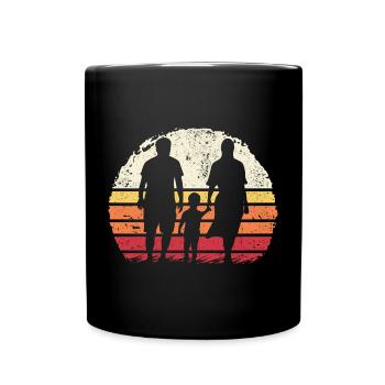Silhouette de famille au coucher du soleil - Mug uni - noir - Devant