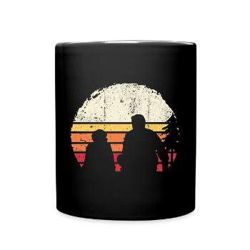 Silhouette de coucher de soleil sur la plage - Mug uni - noir - Devant