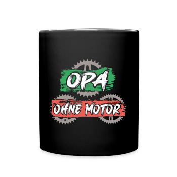 Opa fährt Fahrrad ohne Motor und Akku fitter Opa - Tasse einfarbig - Schwarz - Vorne