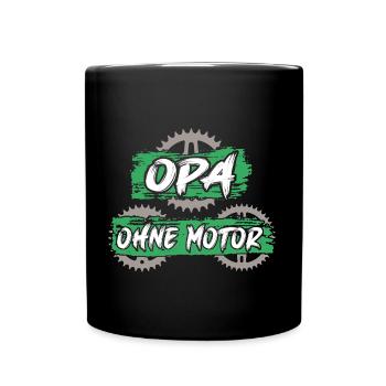 Opa fährt Fahrrad ohne Motor und Akku fitter Opa - Tasse einfarbig - Schwarz - Vorne