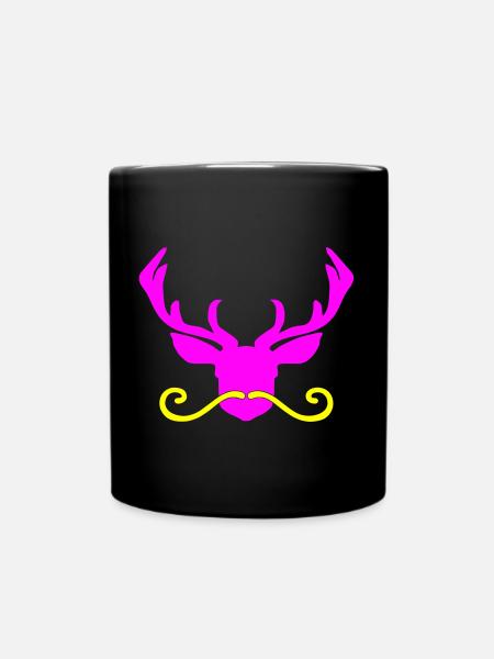Cerf en rose avec barbe jaune - Mug uni - noir