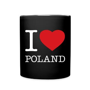 I LOVE POLAND Polska Polen - Tasse einfarbig - Schwarz - Vorne