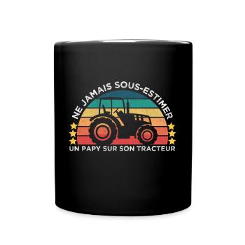 Papy tracteur humour fête des pères cadeau vintage - Mug uni - noir - Devant