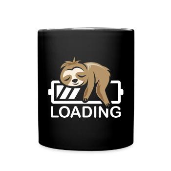 lustiges Faultier loading Batterie Symbol comic - Tasse einfarbig - Schwarz - Vorne