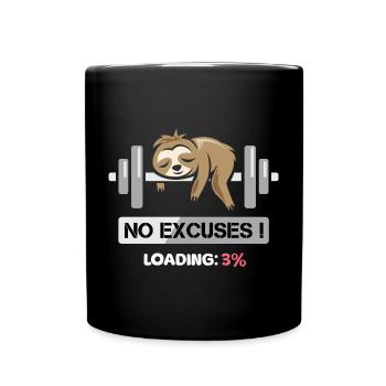 Fitness Sloth Bodybilding no excuses funny - Full Colour Mug - black - Front