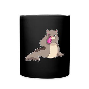 Seehund Taschentuch - Tasse einfarbig - Schwarz - Vorne