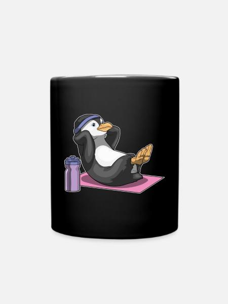 Pinguin Bauchmuskeltraining Bodybuilding - Tasse einfarbig - Schwarz
