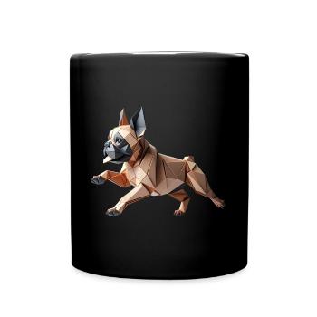 French Bulldog Origami Geometric 3D - Full Colour Mug - black - Front