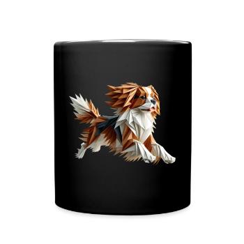 chien cavalier king charles origami géométrique 3d - Mug uni - noir - Devant