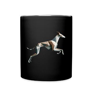 chien levrier qui court origami géométrique 3d - Mug uni - noir - Devant