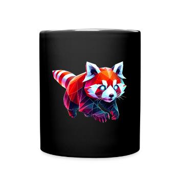 Red Panda Origami Geometric 3D - Full Colour Mug - black - Front